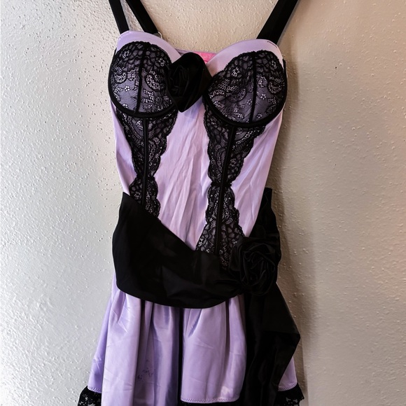 Sugar Thrillz Dresses & Skirts - Sugar Thrillz Black and Lavender Lace Chemise